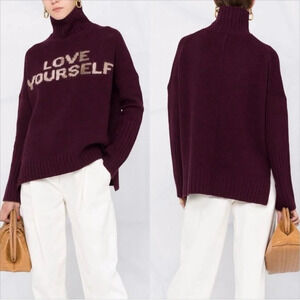 ZADIG & VOLTAIRE Alma Purple Love Yourself Pullover Sweater Knit SZ XS